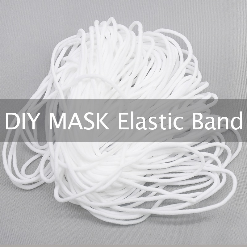 20m 2.5-4mm vita runda platt tunt elastiskt band rep gummiband snöre öronsnöre gör-det-själv sömnad hantverk öronhängande rep tillbehör