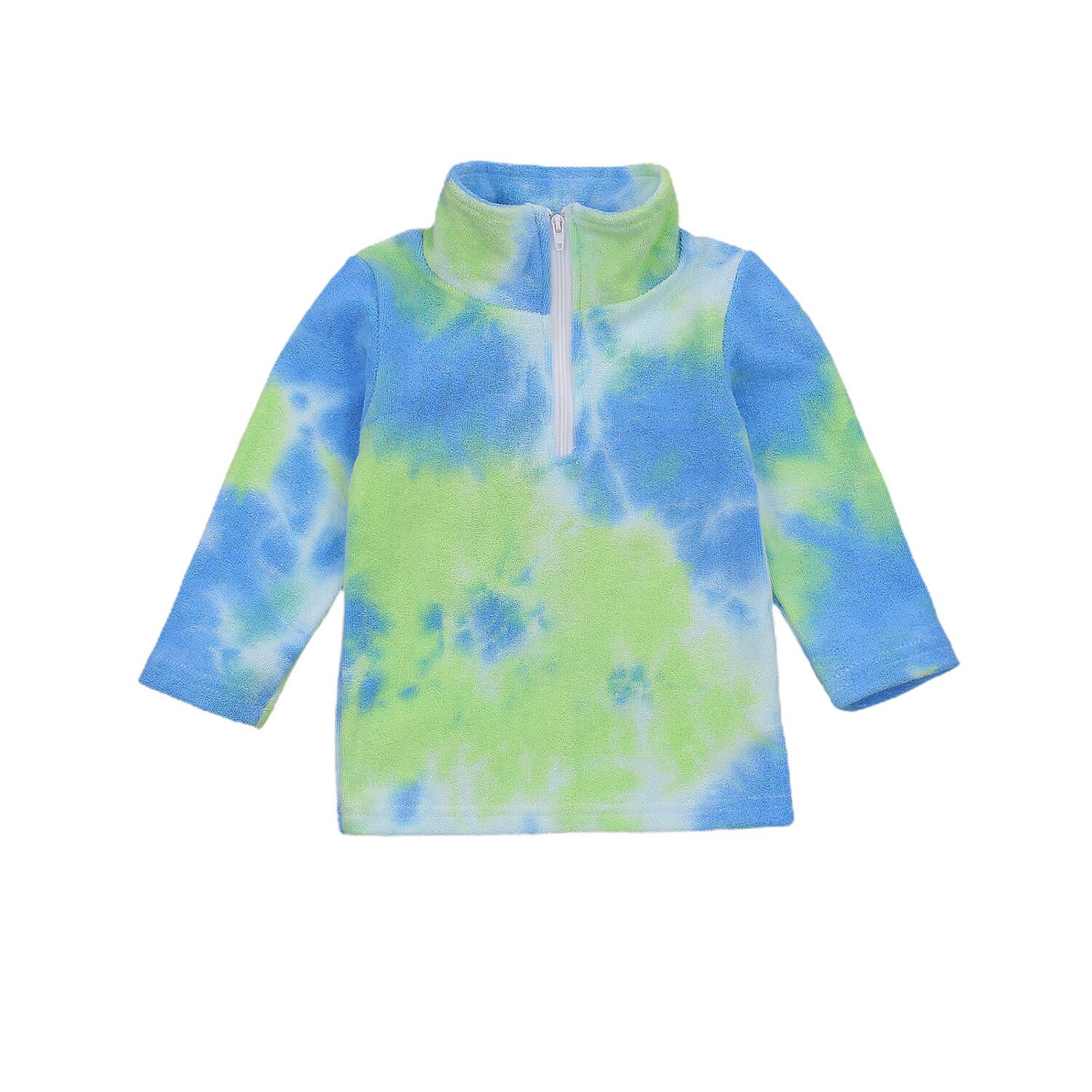 Haut en polaire coloré teinté avec fermeture éclair pour bébé, garçon et fille, vêtement d'extérieur, automne-hiver, col haut, manches longues, sweat-shirts 6m-5t: Vert / 12m