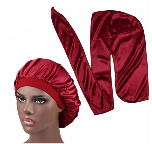 Heren zijden durag match zijden muts voor vrouwen dezelfde kleur zijden durag bandana's voor mannen lange staart durags golfmuts slaapmuts