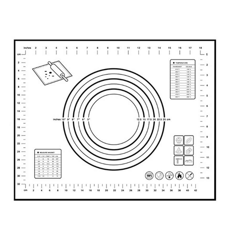 4 Verstelbare Dikte Ringen Gebak Mat Voor Bakken Cookie Fondant Deeg Gebak Pizza Deegroller Bakken Gebak Mat Set: Mat Black