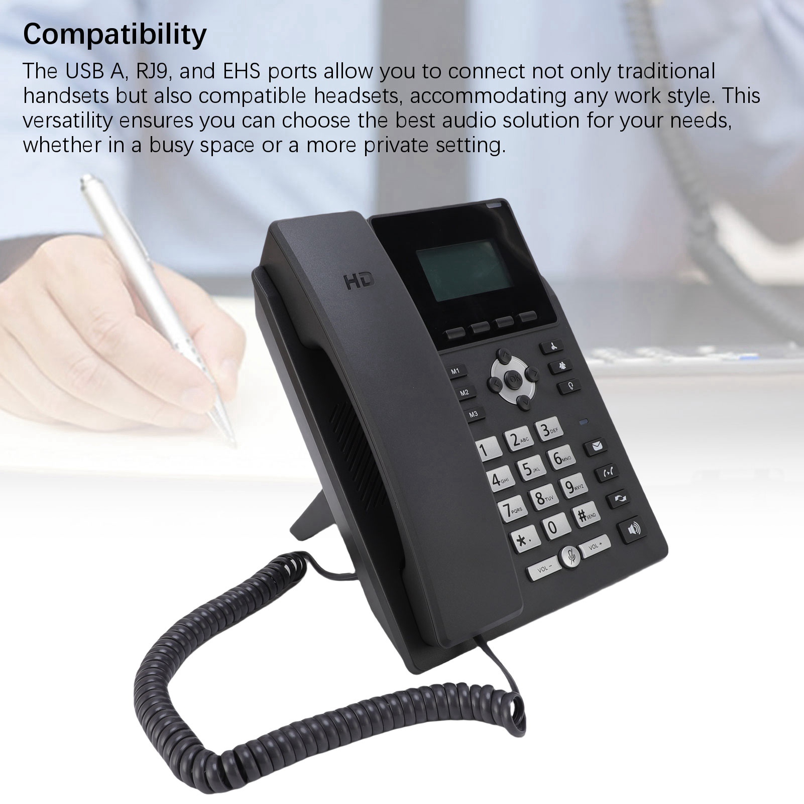 Telefon IP 2.4 cala, telefon IP z obsługą kont VoIP, kolorowy wyświetlacz 2.4 cala, dwuportowy Gigabit Ethernet, biurkowy telefon biznesowy, telefon IP robić transmisji multimediów.