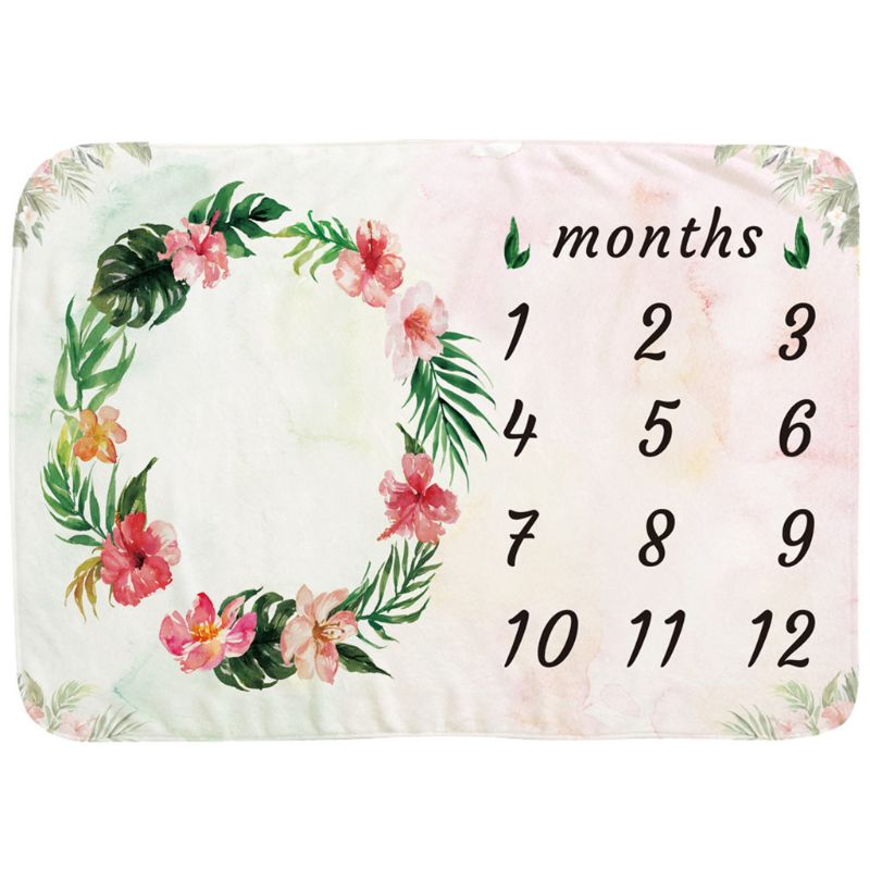 Baby Monthly Record Growth Milestone Blanket Wreath Pattern Photography Props R2JF: 7