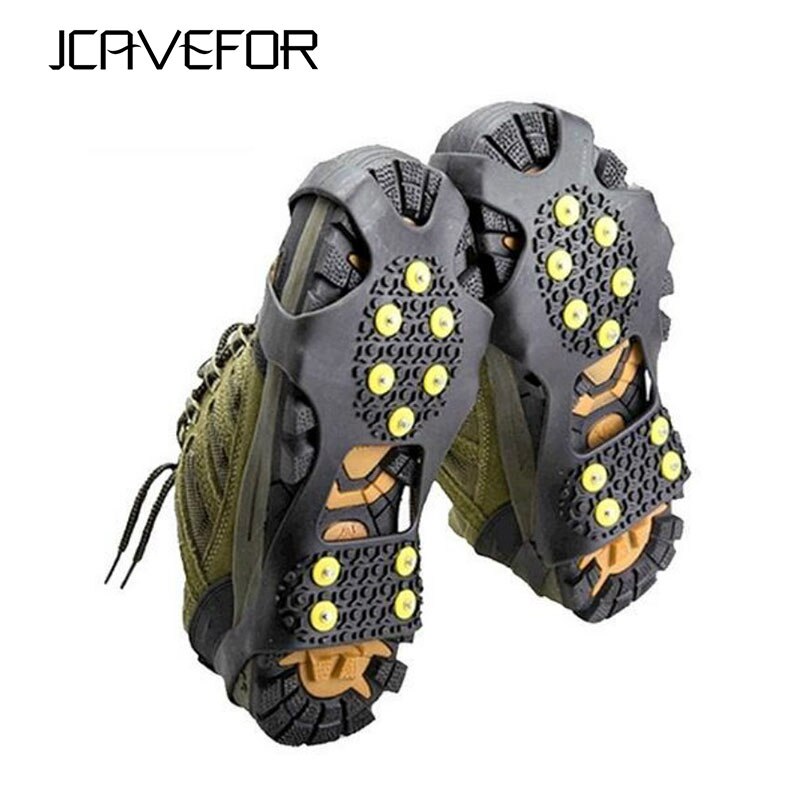 1 Pair 10 Studs Anti-Skid Snow Ice Climbing Shoe Spikes Grips Crampons Cleats Overshoes Winter Climbing Shoes Cover