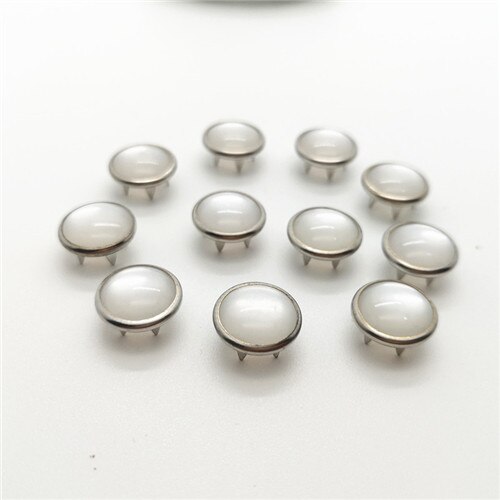 20 Sets Van Milieuvriendelijke Parel 10 Mm Hollow 8 Kleur Metalen Messing Gesp Gesp Knop Kinderen: WHITE / 50sets