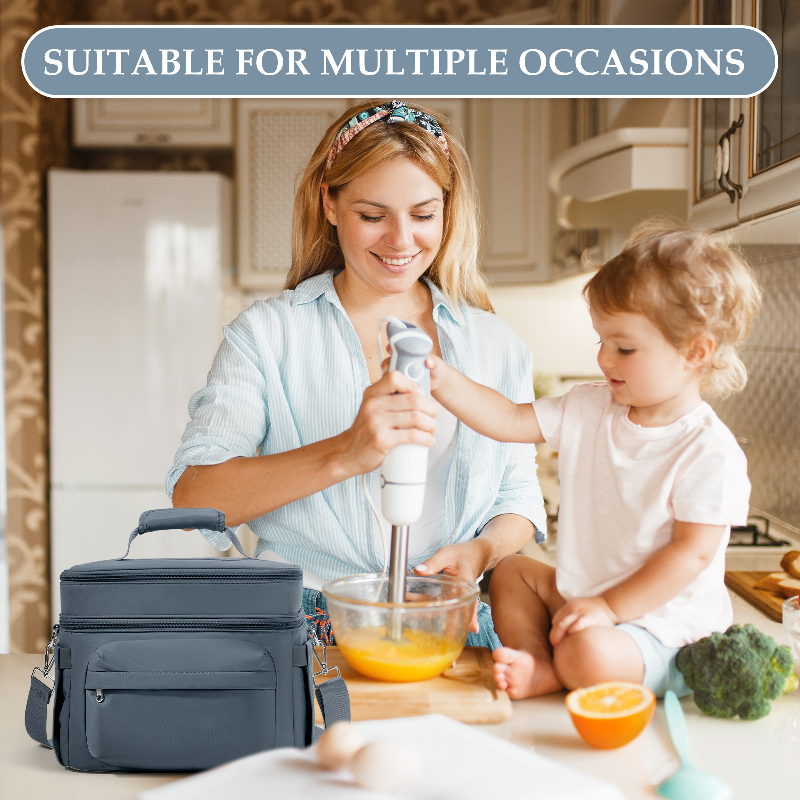Grote Capaciteit Handheld Met Schouderriem Finsulated Lunchtas Voor Vrouwen, Student Verdikte Waterdichte Geïsoleerde Lunchbox Tas
