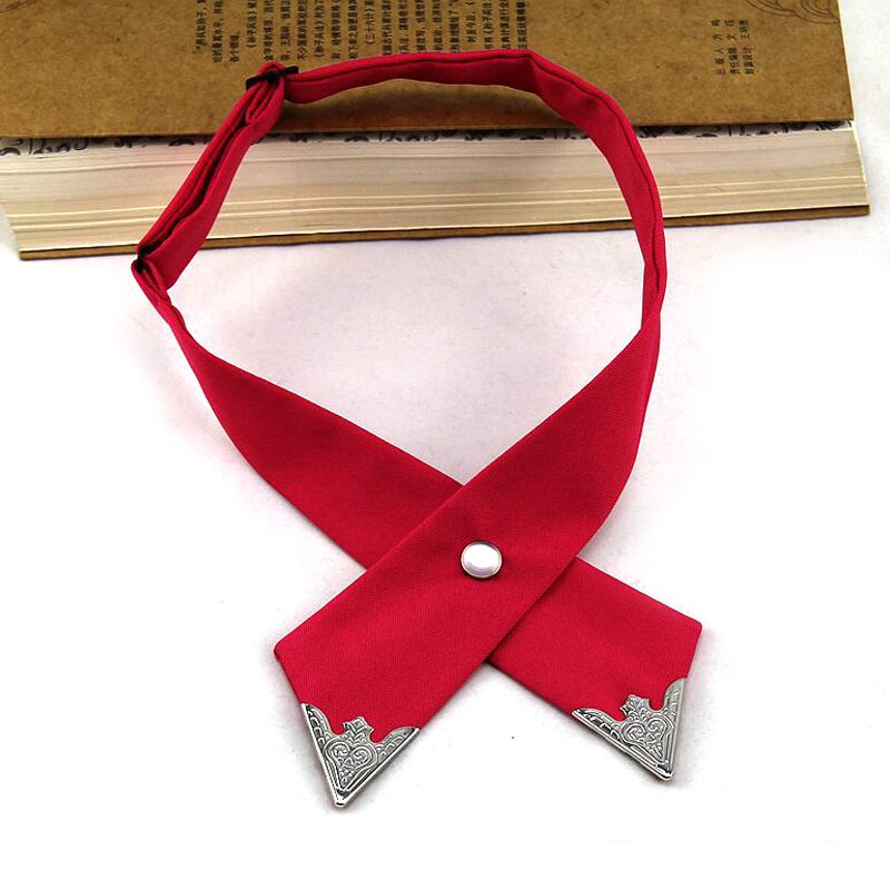 Casual Cross Bow Ties for Men & Women Solid Business Casual Cross Tie Formal Dress Men Wedding Metal Collar Cross Bowtie: Rose Red