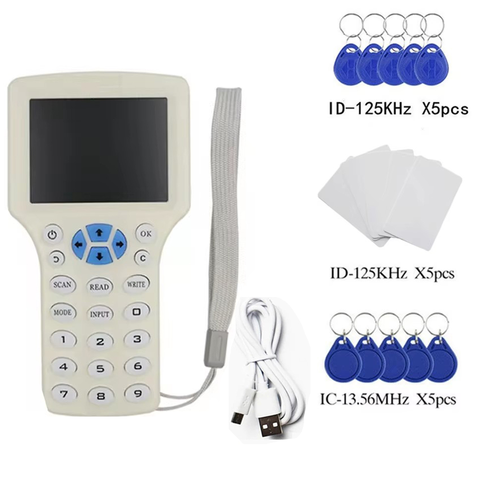 10 frekvens nfc smart rfid läsare skrivare 125 khz kopiator duplicering 13.56 mhz usb-kopia intercom nyckel programmerare krypterat nyckelkort: Paket 1