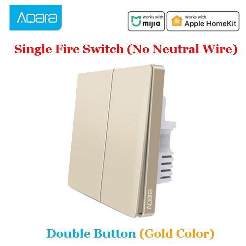 Originale Xiaomi Norma Mijia casa Intelligente di Controllo Della Luce Singolo filo di Fuoco ZigBee Chiave Senza Fili Interruttore A Parete Via Norma Mijia Apple Homeki APP: No neutral 2key Gold