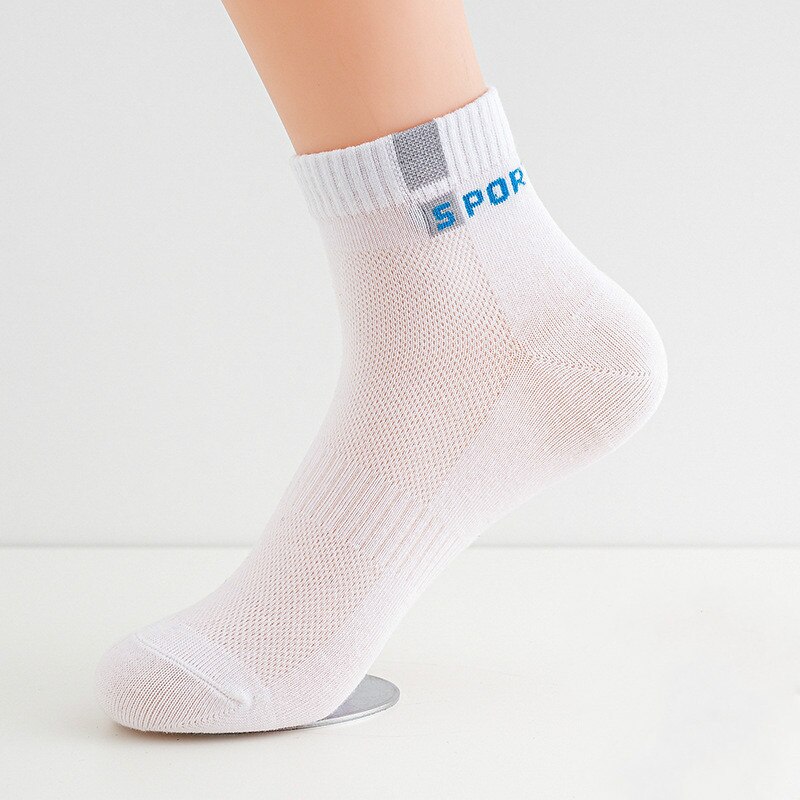 5 par męskie bawełniane skarpetki skarpetki biznesowe oddychające wiosna na co dzień skarpetki cienkie skarpety zestaw letnie sportowe skarpetki pakiet: biały niebieski