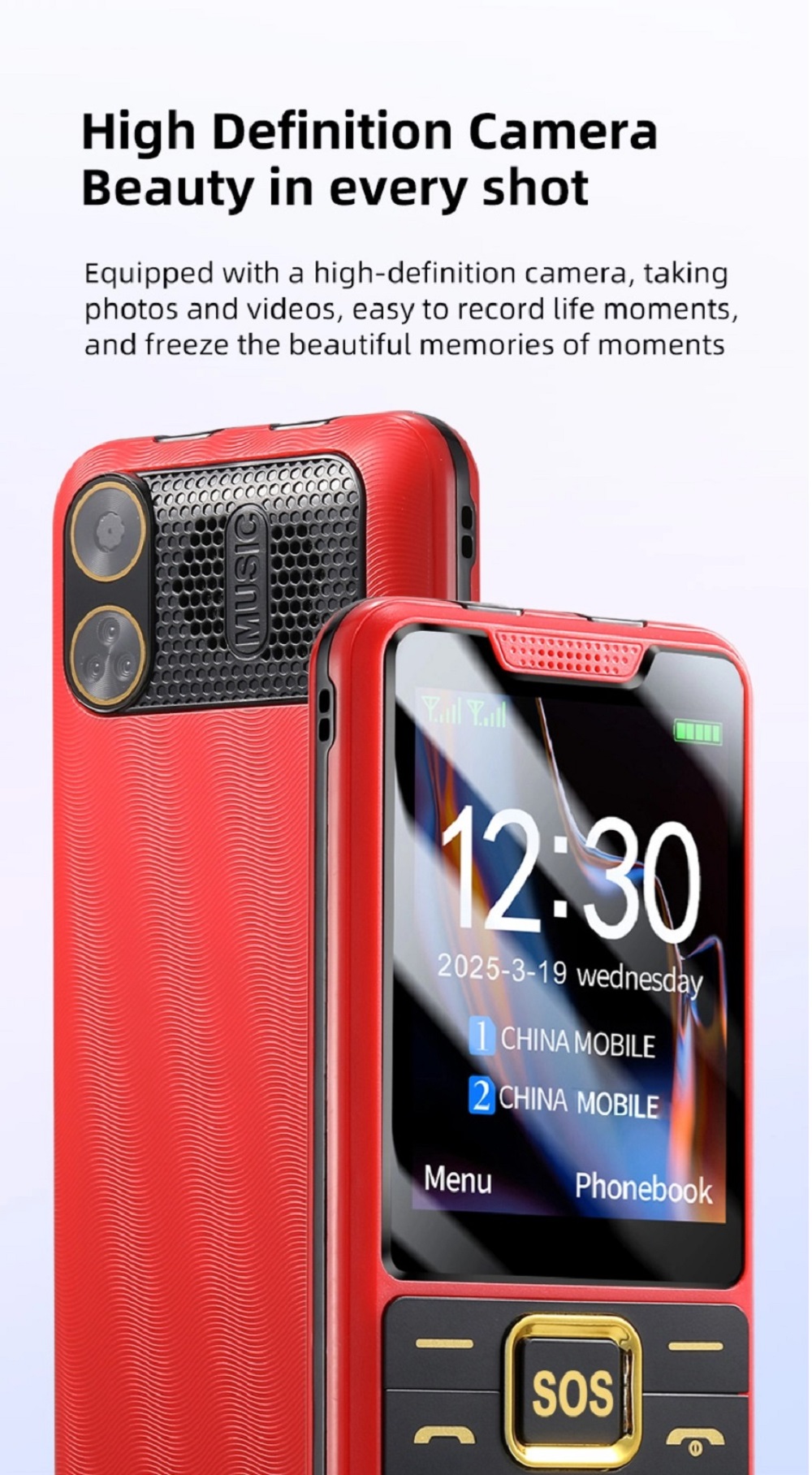 GSM 2G débloqué mince grand bouton poussoir téléphone pour personnes âgées SOS clé deux Sim double torche forte vitesse vocale cadran pas cher Senior téléphone portable