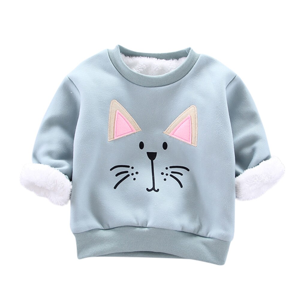 Kids Peuter Baby Jongens Meisjes Warme Dikke Fleece Cartoon Sweatshirt Trui Tops Warme Kleding Winter kinderen Jas Trui: Green 1 / 18m