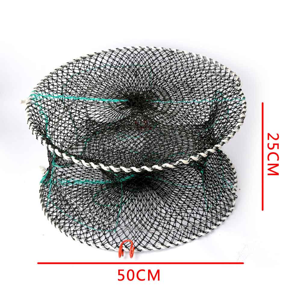 Filet de pêche en Nylon 3 trous, piège à poissons pliable en Nylon, crabe, piège à poissons, filet de pêche automatique renforcé: 50x25