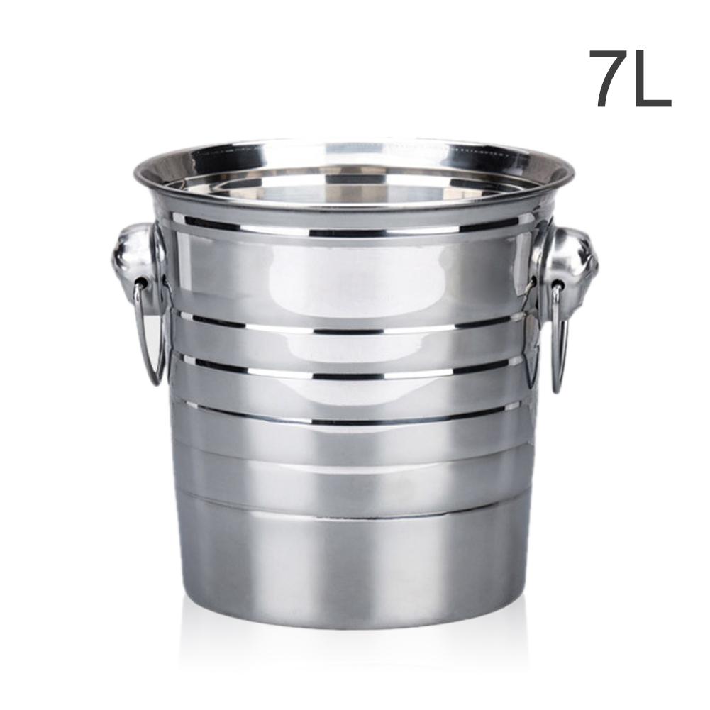 Stainless Steel Ice Bucket Thick Ice Holder Container For Bar Party Champagne Wine Barrel Silver