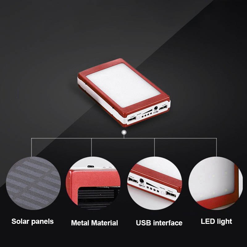 Banco de energía Solar móvil con USB Dual, caja de carga de batería portátil con anidación, cargador de luz para acampada, cargador de batería para teléfono móvil