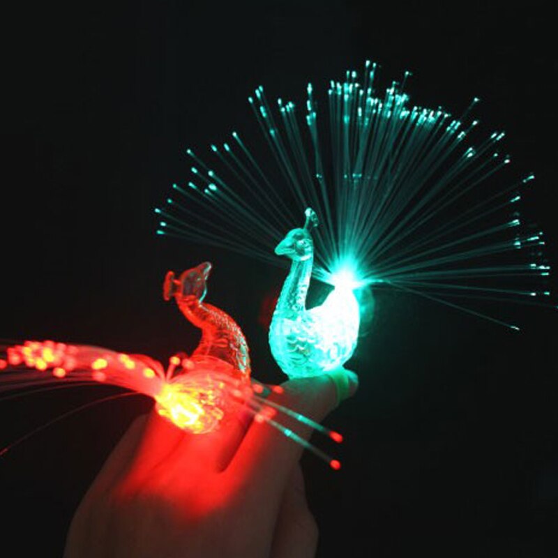 Kreative LED Pfau Finger Lampe Nette Reizende Cartoon Bunte Licht Spielzeug Kinder Kinder Pfau finger licht Neuheit spielzeug partei