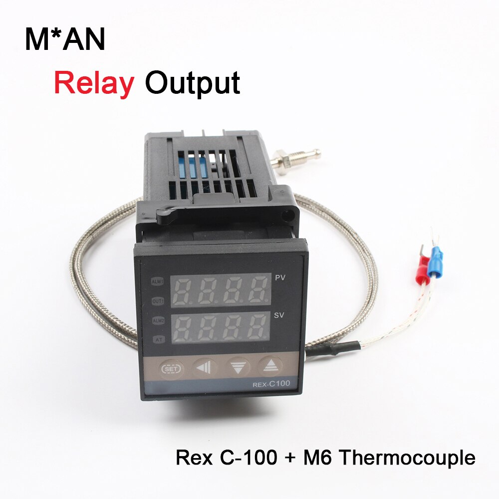 REX-C100 Digital PID Temperature Controller Thermostat SSR output Max40A SSR Relay K Thermocouple Probe RexC-100 110V ~240V: Set 2