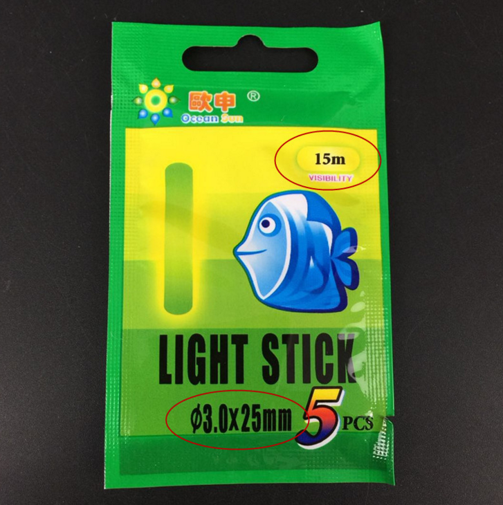 5/20/50 Pcs 4.5*37Mm Vissen Boei Fluorescerende Licht Stick Night Fishing Lichtgevende Boei Hengel/Party: 5pcs / 15m
