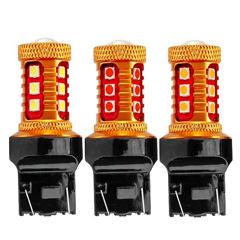 2Pcs T20 7443 W21/5 W Super Heldere 1000LM 15 SMD 3030 LED Amber Geel Richtingaanwijzer Wit auto Reverse Lamp Rode Auto Remlicht