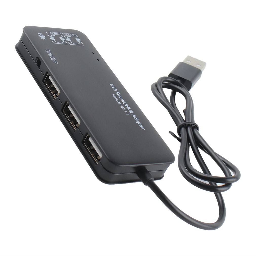 3 Poort USB2.0 Hub Externe Usb Geluidskaart Geen Externe Driver Stereo Geluidskaart Ruisonderdrukkende Headset Adapter Voor Laptop pc