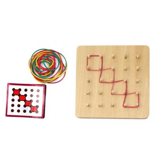 Geoboard de madera con lazo de goma, juguete educativo para niños, con tarjetas geométricas: Small