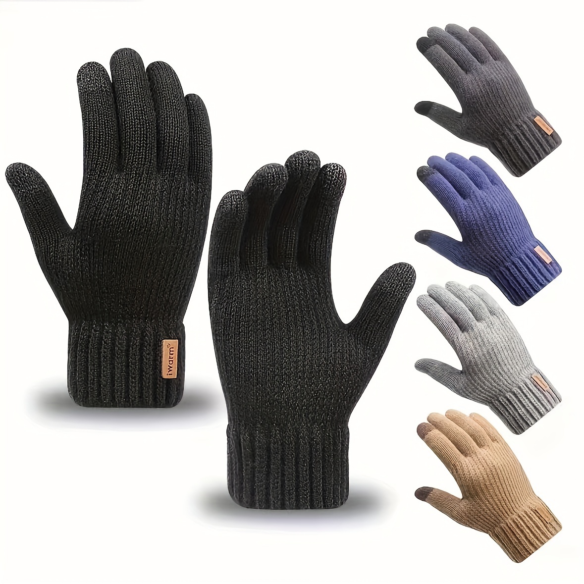 men's warm gloves winter touch screen plus fleece gloves cold warm wool knitted gloves