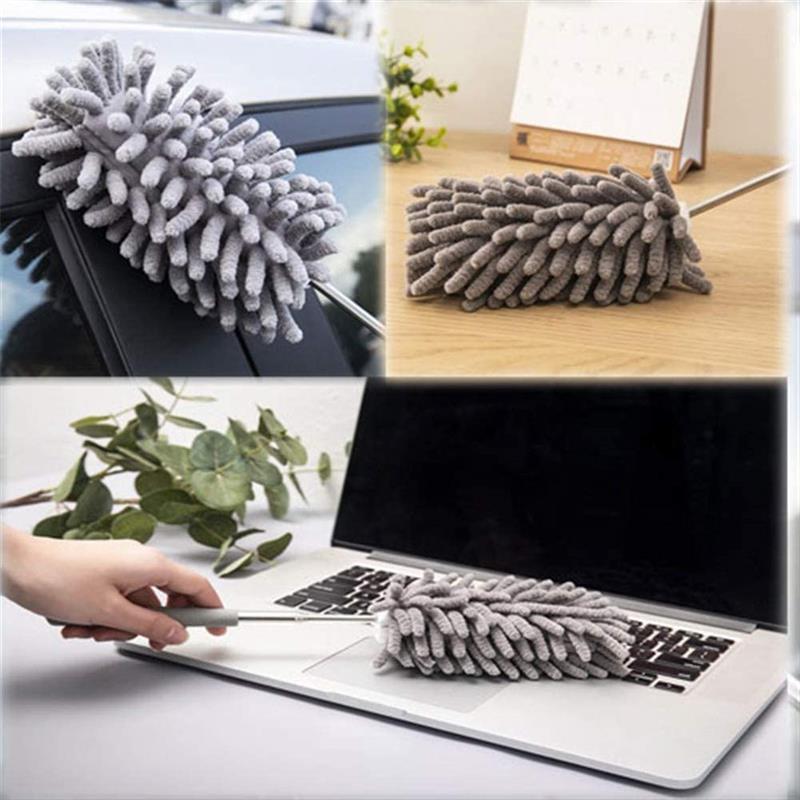 3Pcs Telescopic Pole Washable Easy Apply Extendable Duster Household Car Dust Dusty Feather Duster Long Handle Clean Brush