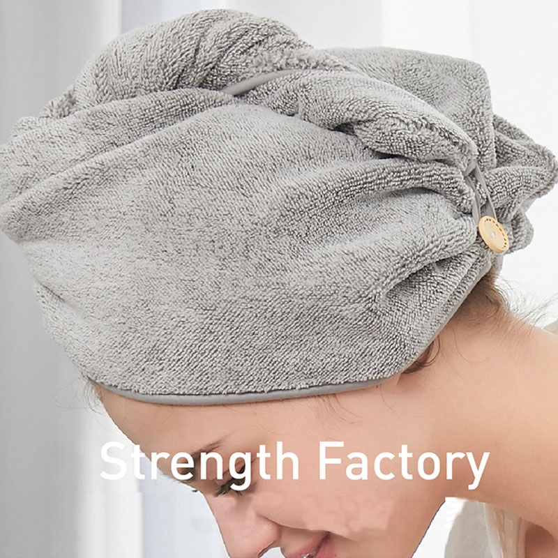 Toalla de secado de pelo de fibra de carbón de bambú para mujer, gorro de baño, turbante, envoltura absorbente, secado rápido: Stripe