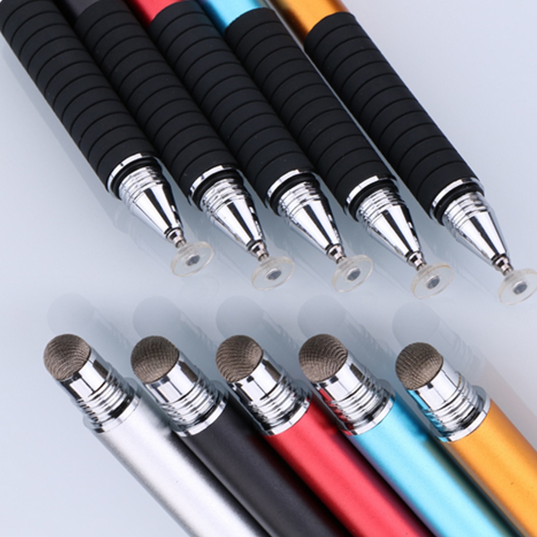 nueva pluma de dibujo de capacitancia de Metal 2 en 1 pantalla táctil capacitiva bolígrafos de perspectiva omnidireccional para tableta iPad 5 colores