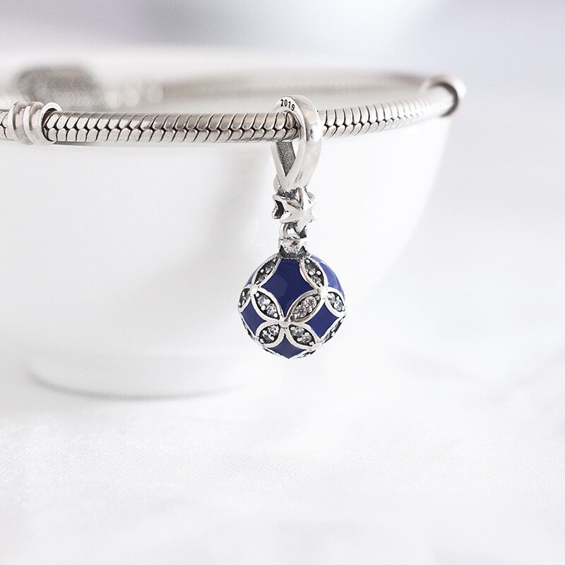 Winter 925 Sterling Silver Beads Blue Sky Sparkling Star Charms fit Original 3mm Bracelet Women DIY Jewelry