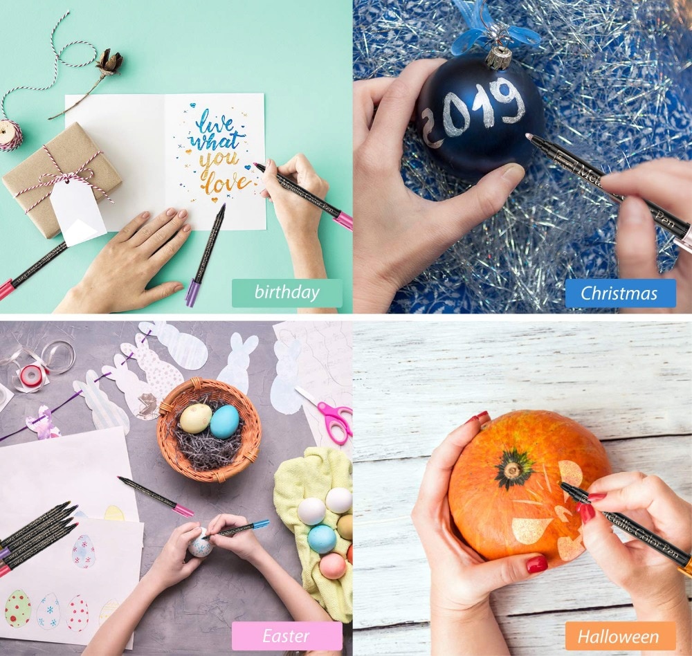 12/20 Color Permanent Acrylic Paint Pens for DIY Photo Album, Art Rock Painting, Card Making, Metal and Ceramics, Glass