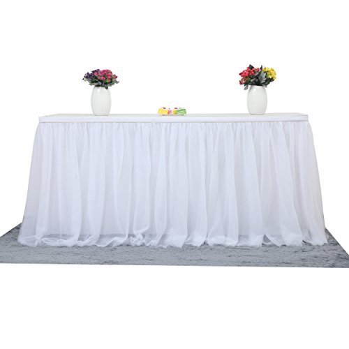 5 farver tulle bord nederdel bordservice bryllup fødselsdagsfest duge favordd bryllupsfest xmas baby shower fødselsdag indretning: Hvid