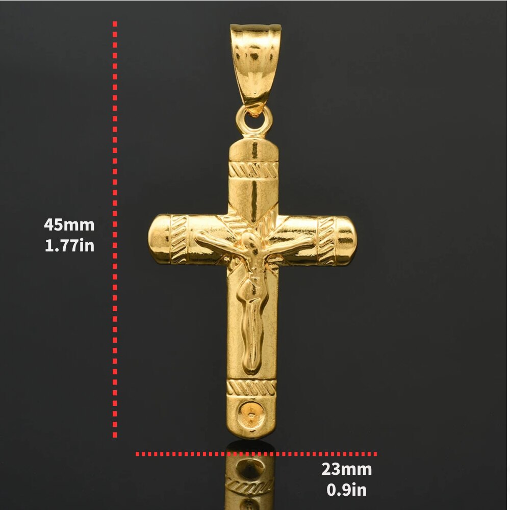 Copper Gilded Catholic Jesus Christ Golden Jesus Cross Cross Pendant
