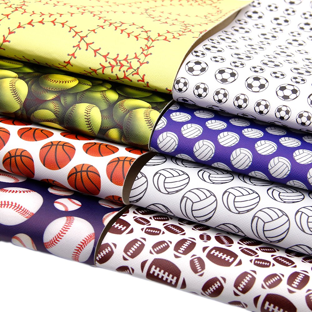 Fjärde juli ball tryckt konstläder tyg ark syntetiskt läder set, gör det själv handgjorda material för väska hantverk ,1 yc 6104