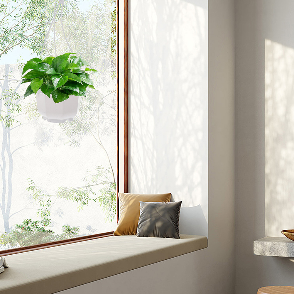 24 Sets Plastic Hanging Plants Pots Hanging Flower Baskets for Outdoor Indoor Plants Hangers Garden Pot for Home Balcony Decor