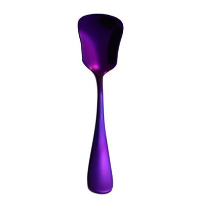 Cucharas de acero inoxidable para cuchara, Mini cucharas de café chapadas en titanio, vajilla colorida de arcoíris y oro rosa, de cucharas con cabeza cuadrada: Purple