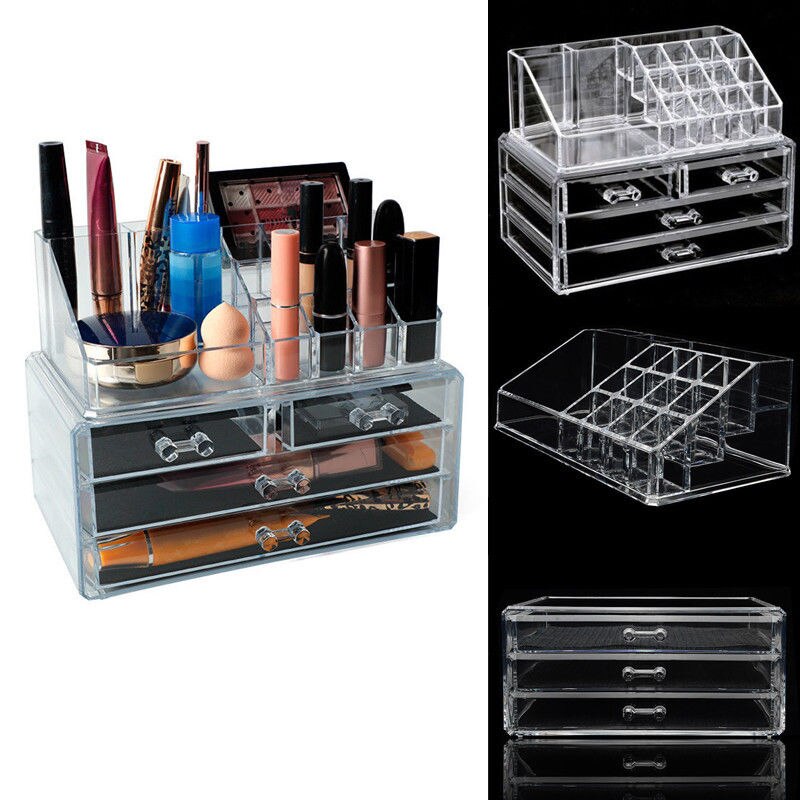 Acrylic transparent Makeup Organizer Storage Box Lipstick Storage holder Make Up tool Holder 6 Drawers Storage box For jewelry