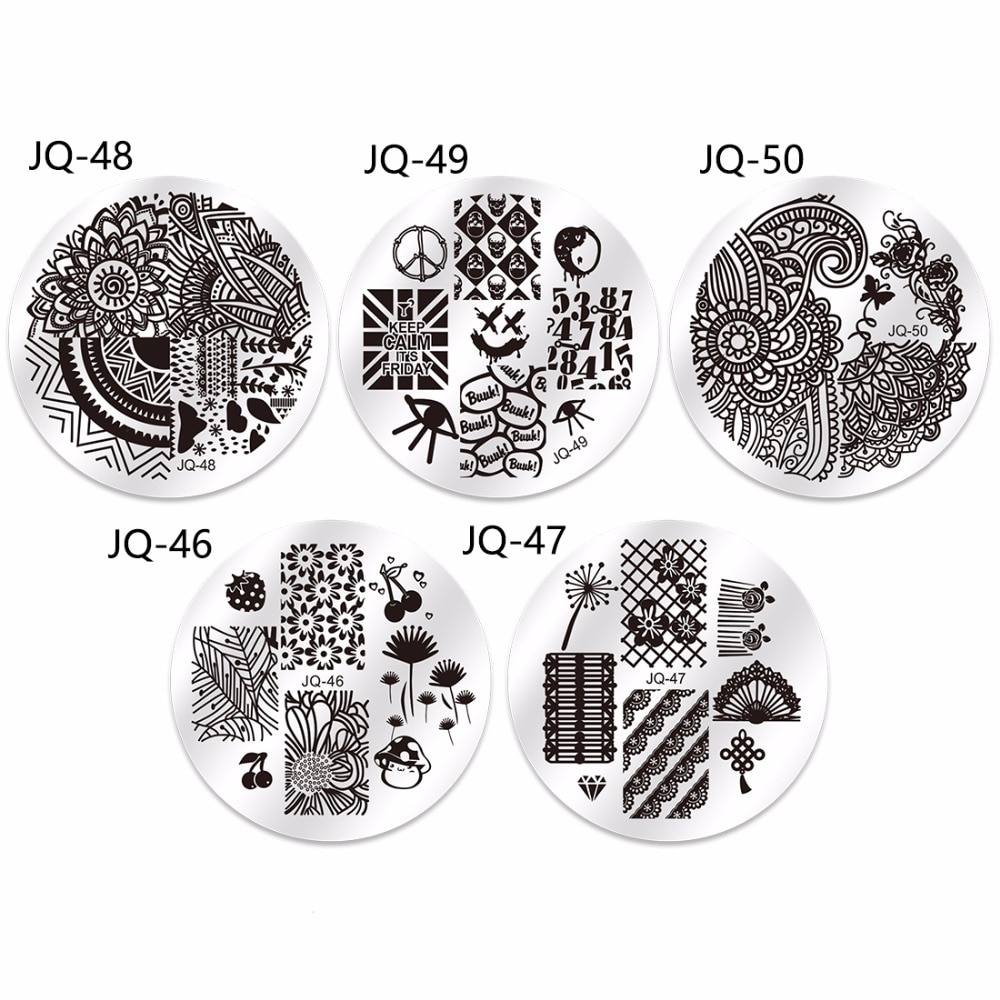 Biutee 10 stuks nagelplaten + transparante jelly siliconen nagelkunst stempel schraper stempel sjabloon afbeelding platen nagelstempel plaat gereedschap
