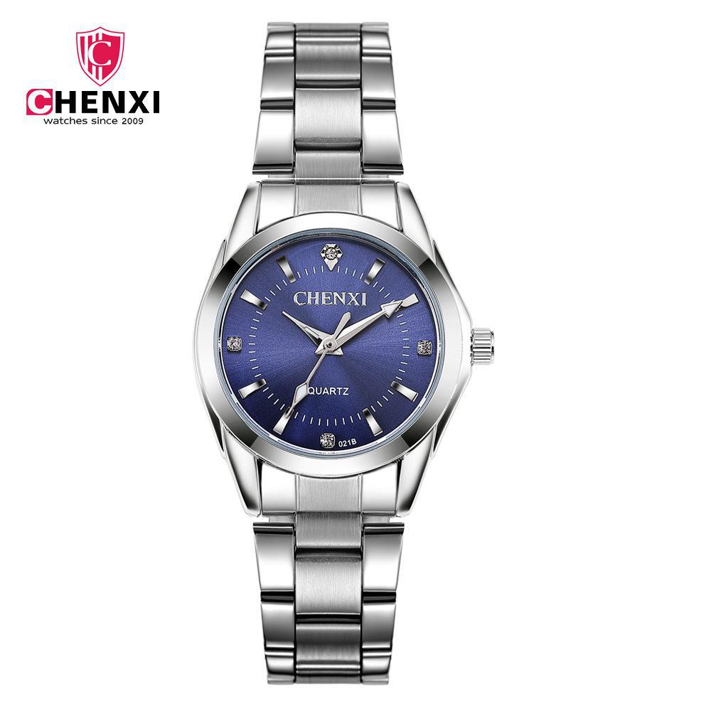 021B Mode CHENXI CX021B relogio Luxe vrouwen Casual horloges waterdicht horloge vrouwen Klokken Dress Strass: Blauw