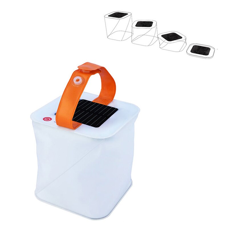 Inflatable Solar Lamp Powered Lantern Solar Inflatable Folding Telescopic Lighting Outdoor TPU Hiking Lantern USB Rechargeable