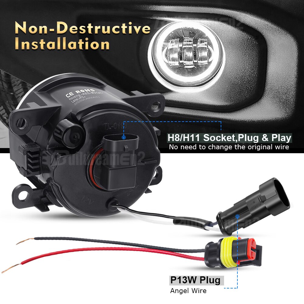 2 x angel eye dimljus för citroen  c6 c4 c5 c3 ds4 ds3 ds5 xsara c-crosser jumpy car led lins dimma varselljus drl 12v
