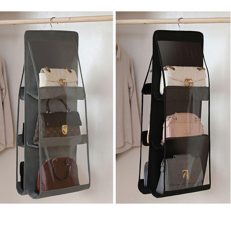 6 Pocket Folding Opknoping Handtas Opslag Houder Organizer Rack Firm Slaapkamer Haak Hanger