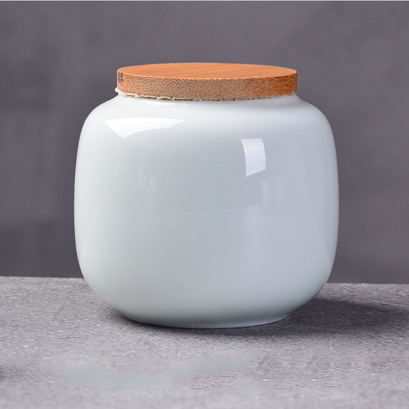 220ml keramiske kjøkkentebokser retro fisjonsfarge tebeholdere reiseoppbevaringsboks porselenskrukke til pulverkaffekrukke: Lys cyan