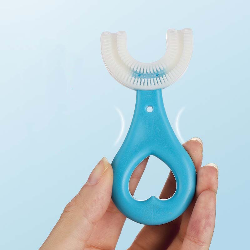 2 pz/set nuovo infantile U Silicone spazzolino da denti per bambini cura dei denti pulizia della bocca manuale cartone animato modello versione manuale