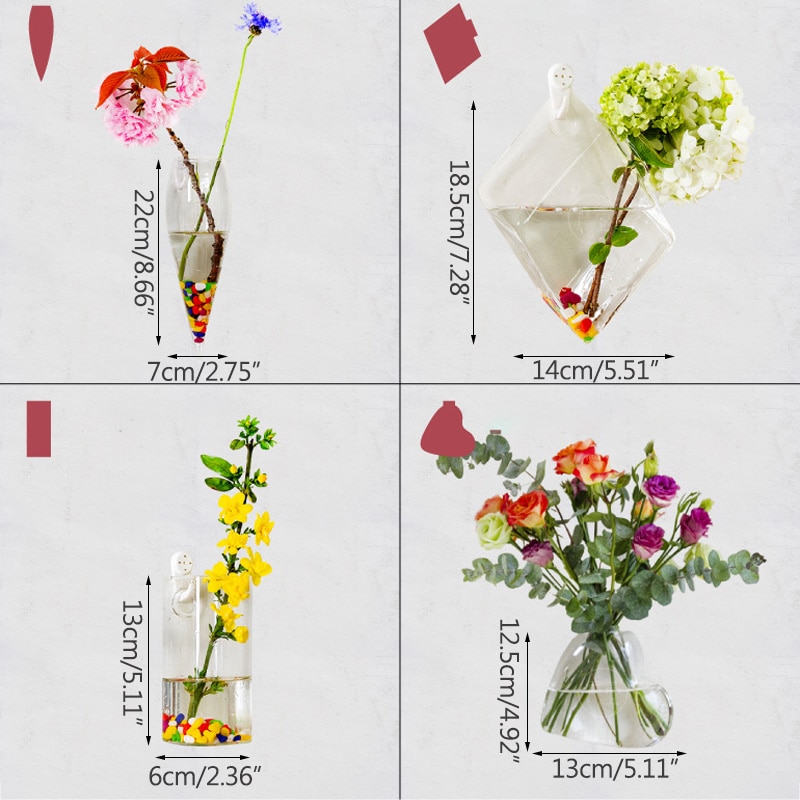 Europese glazen hydrocultuur wandbloemvaas, groene planten, wanddecoratie, aquarium, knutselen, scandinavische bloempot