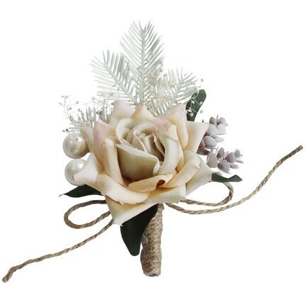 Årgang champagne broche blomst lapel stick pin udsøgt silke blomst rose corsage kvinde mand bryllupsdragter håndlavet håndværk: 1pc ben