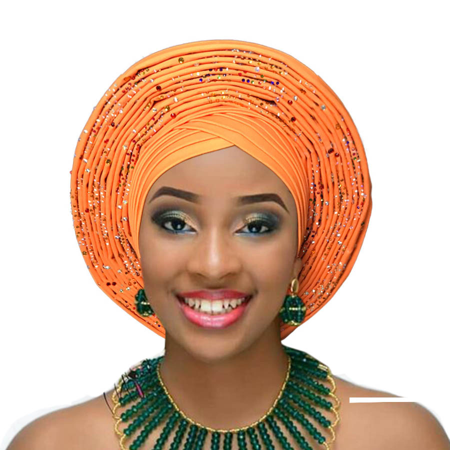 Turbante africano para boda, cinta para la cabeza, turbante africano: orange