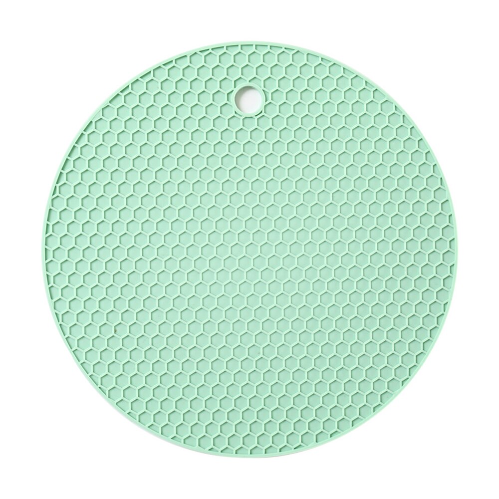 Multi-function Coaster 18cm Round Heat-resistant Silicone Coaster Slip Anti Pad Pot Holder Kitchen Table Placemat: green