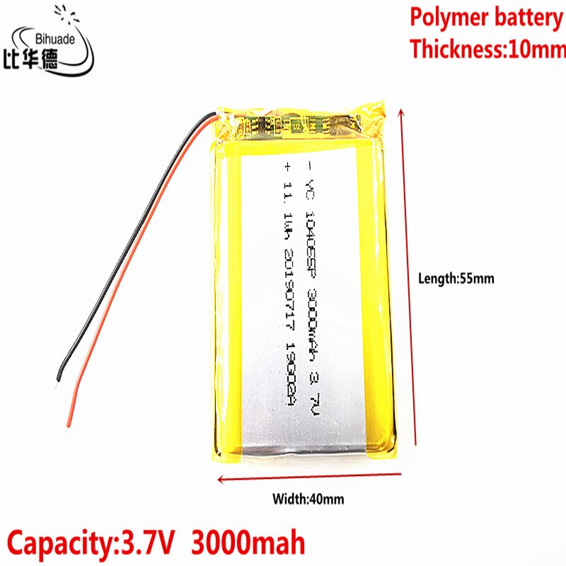 3.7v 3000 mah 104055 polymer li-poli ion genopladelige battericeller til  mp3 mp4 mp5 gps mobil bluetooth