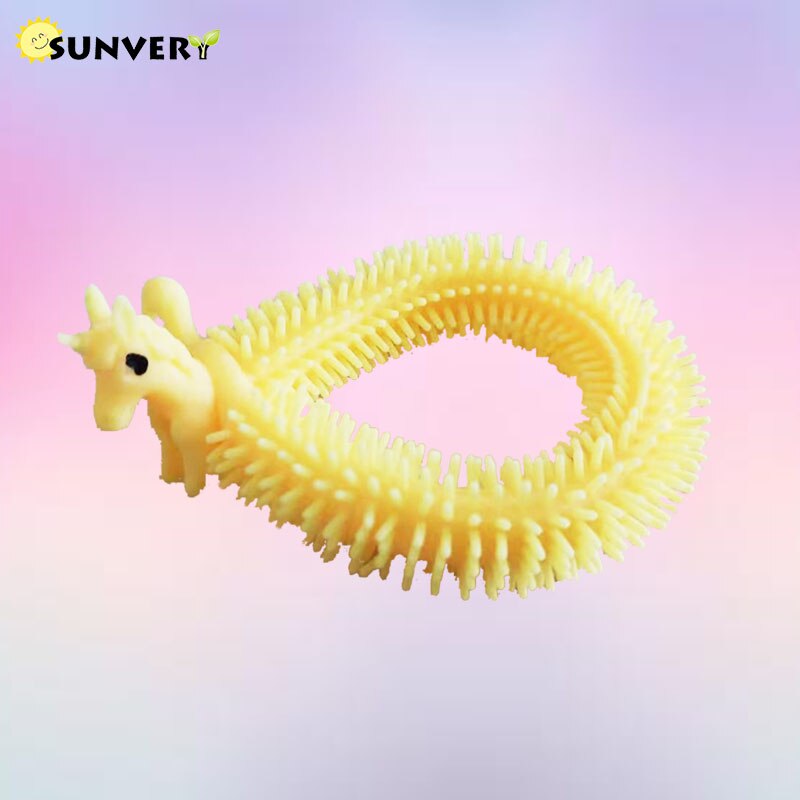 Unicorn Stretchy String Fidget Toys, Therapy Sensory Toys Anxiety Squeeze Monkey Noodles for Kids and Adults with ADD ADHD: B Yellow