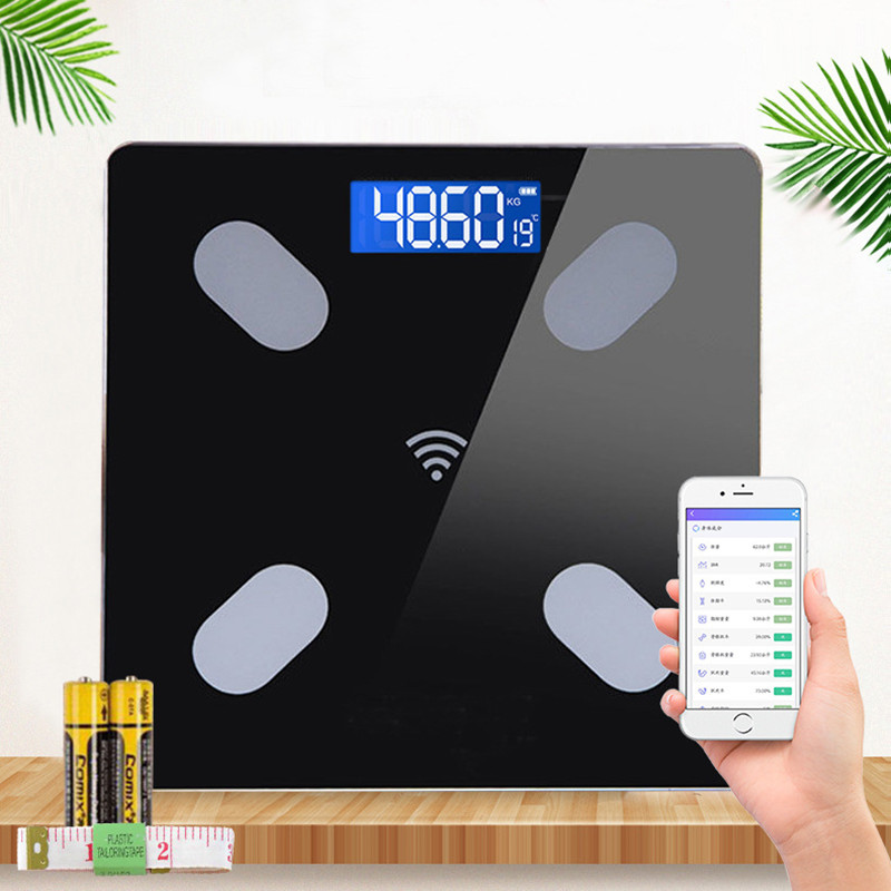 Digital Body Fat Scale BMI Weight Scales Bluetooth Body Fat Measurement Device Smart Body Weight Analyzer Bathroom Floor Scale: black battery style2